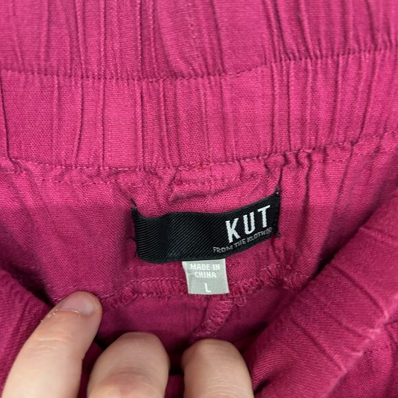 Effortless Chic Linen Blend Shorts Kut From The‎ Kloth Magenta Size L - Picture 3 of 6